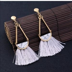 Stone Tassel Earrings